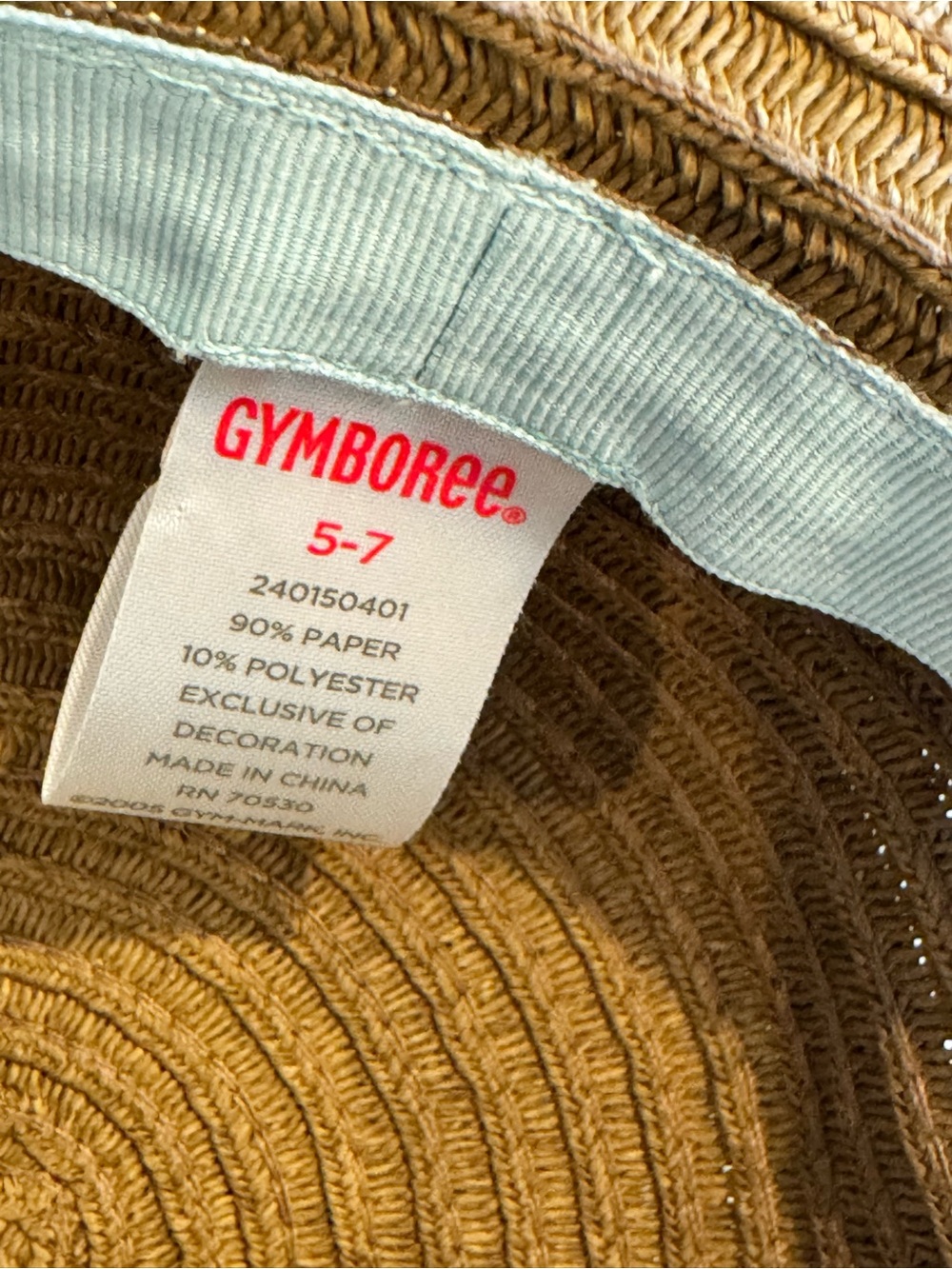 Gymboree Straw Hat Summer Brown Gold Pink Flower Bling Sun Hat - Picture 6 of 6